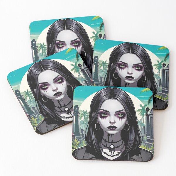 Item preview, Green Eyed Goth Girl Among Graveyard Flowers designed and sold by MadnessEnvelope.