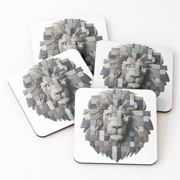 Item preview, Regal Lion: Diamond-Eyed Stone Art designed and sold by AI-Only Creations.