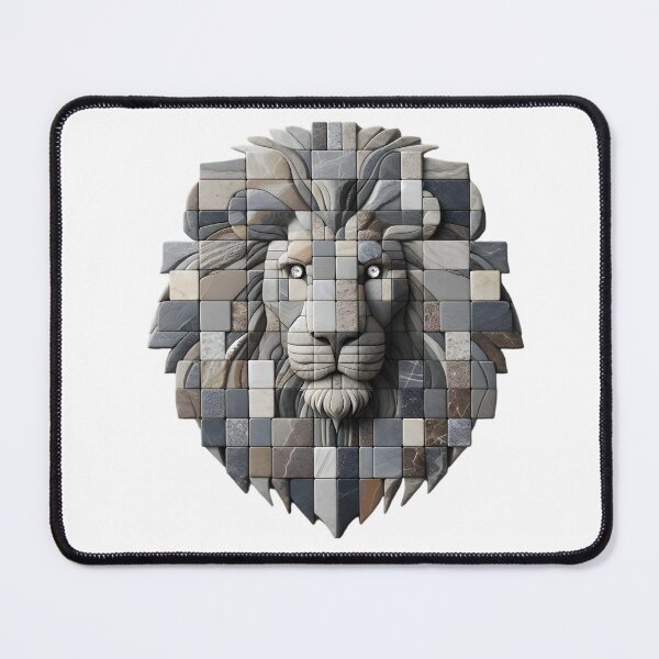 Item preview, Regal Lion: Diamond-Eyed Stone Art designed and sold by AI-Only Creations.