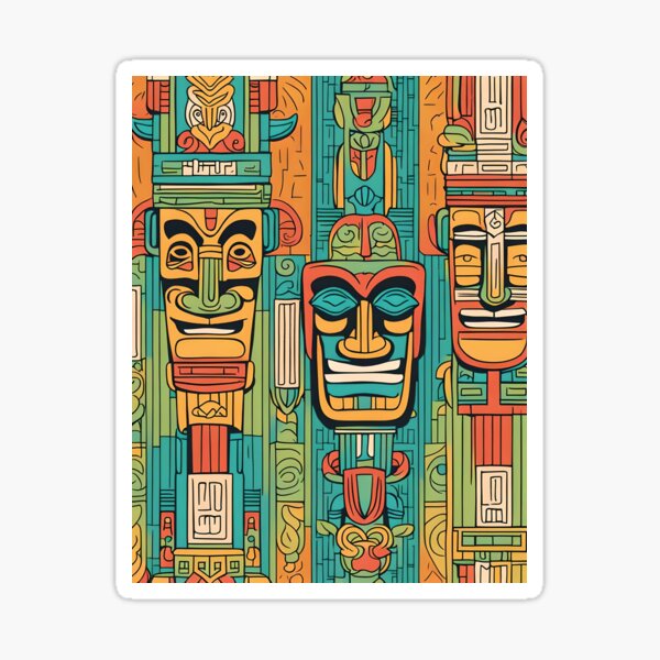 Item preview, Tiki masks colorful designed and sold by Palm Paradise Studio.