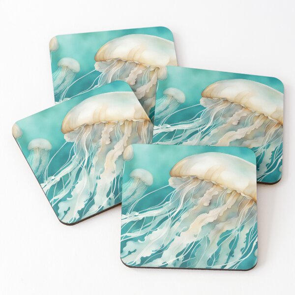 Item preview, White Jellyfish in Turquoise Ocean designed and sold by CalmnessbyChoice.
