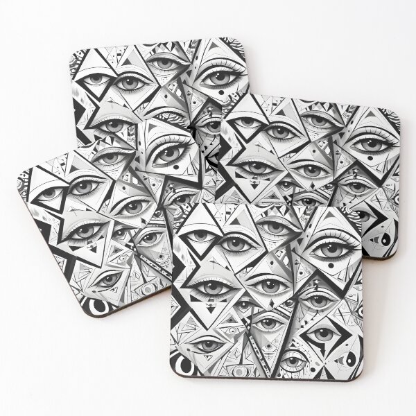 Item preview, geometric abstract eye shapes pattern designed and sold by nilver.