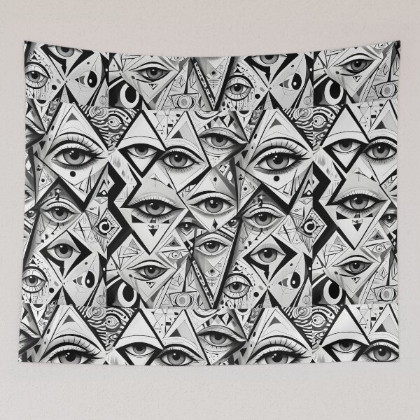 Item preview, geometric abstract eye shapes pattern designed and sold by nilver.