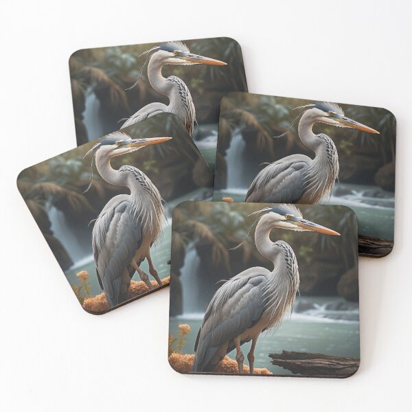 Item preview, Majestic Heron by the Waterfall - LaLi Designs designed and sold by LaLi-Designs.