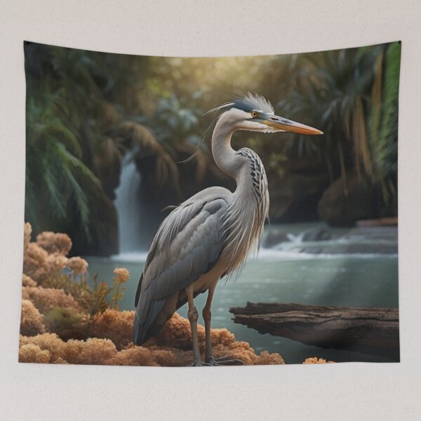 Item preview, Majestic Heron by the Waterfall - LaLi Designs designed and sold by LaLi-Designs.