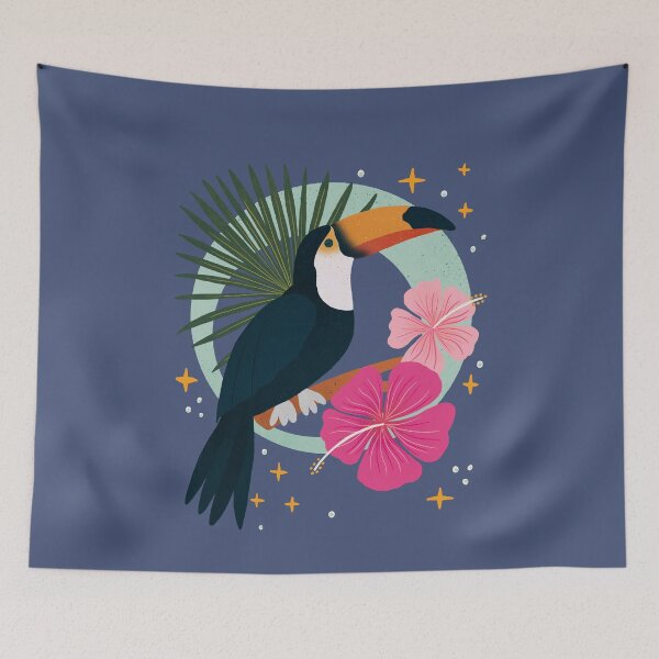 Item preview, Tropical toucan and hibiscus flowers designed and sold by Home Cyn Home.