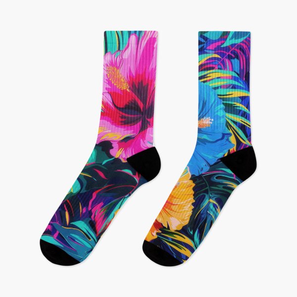 Item preview, Vibrant Neon Tropical Flowers Against Dark Foliage designed and sold by brandway.