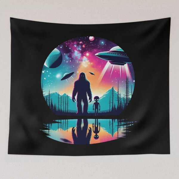 Item preview, Alien and Bigfoot UFO Encounter designed and sold by JoeZigns81.