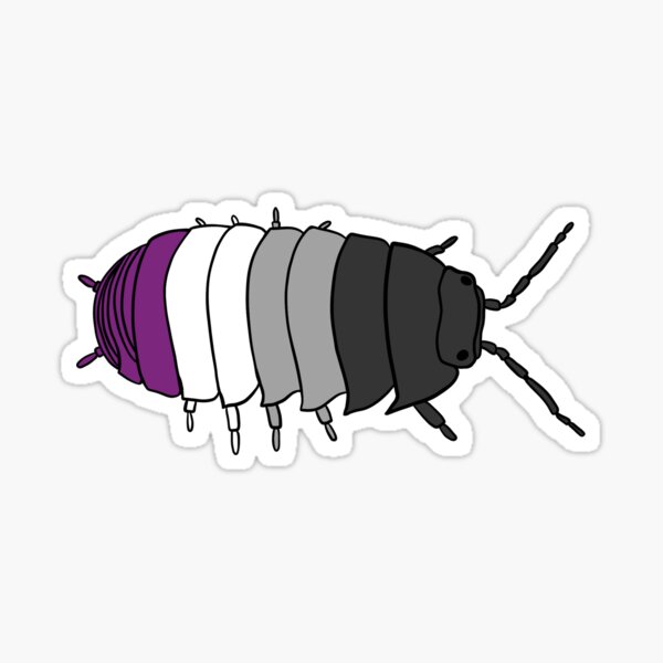 Vista previa del artículo con la obra «Isópodo de la bandera del orgullo asexual», diseñado y vendido por thebugladies.