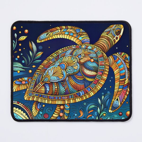 Item preview, Sea Turtle in the Ocean Egyptian Style Artistic Drawing designed and sold by CattyCornerPOD.