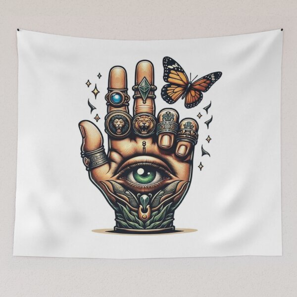 Item preview, Mystical Hand with Symbols and Butterfly	 designed and sold by AprbioMarfolk.