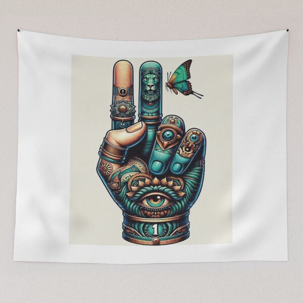 Item preview, Surreal Hand with Eye, Lion, and Butterfly	 designed and sold by AprbioMarfolk.