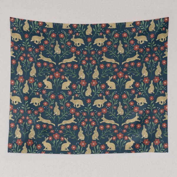 Item preview, Traditional Brown English Hares and Wildflowers designed and sold by NattyDesigns.
