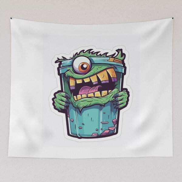 Item preview, Quirky Monster in Trash Can designed and sold by AprbioMarfolk.