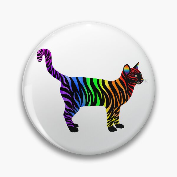 Item preview, Black and Rainbow Striped Pride Cat designed and sold by Deborah Camp.