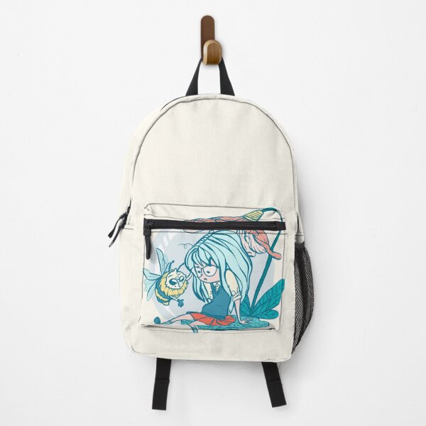 Item preview, Nerd Girl Chatting with a Bee while sitting on a Flower in the middle of the forest designed and sold by Carlazucchi.