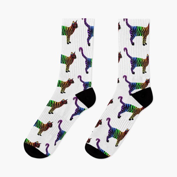 Item preview, Black and Rainbow Striped Pride Cat designed and sold by Deborah Camp.