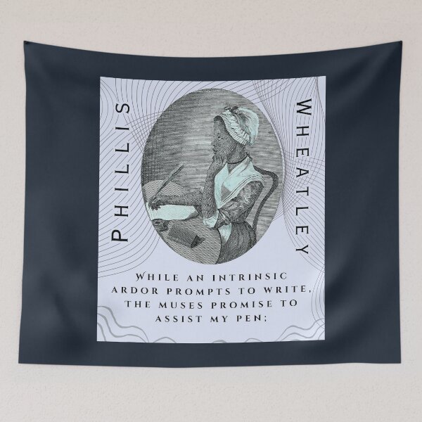 Item preview, Phillis Wheatley portrait and quote:  While an intrinsic ardor prompts to write, The muses promise to assist my pen; designed and sold by artbleed.