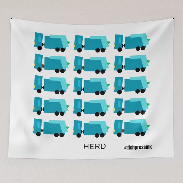 Item preview, Herd - bin lorry (garbage truck) blue theme v1 designed and sold by fishpressink.