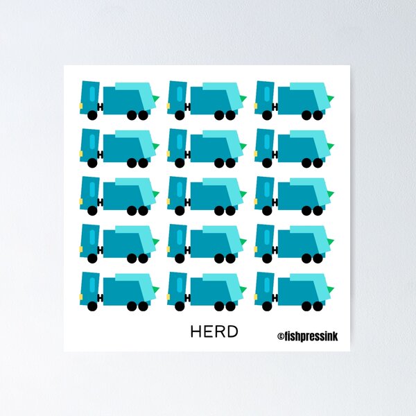 Item preview, Herd - bin lorry (garbage truck) blue theme v1 designed and sold by fishpressink.