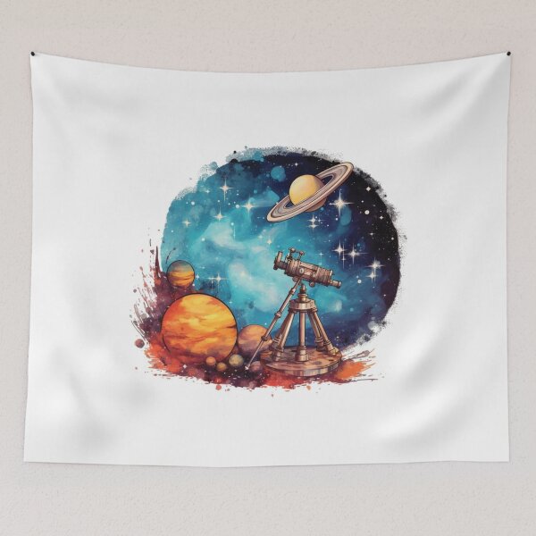 Item preview, Cosmic Telescope and Planets Art	 designed and sold by FrininOpjohn.