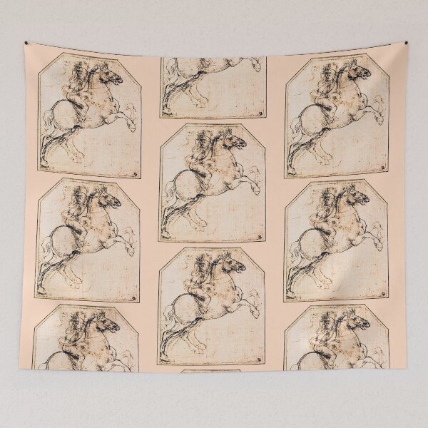Item preview, DRAWING OF A HORSE RIDER IN PALE PINK Leonardo da Vinci designed and sold by BulganLumini.