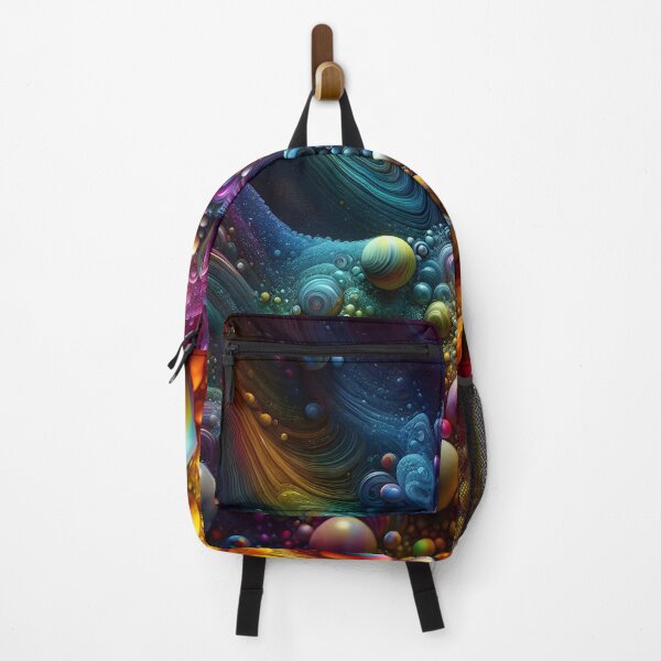 Item preview, Rainbow-colored abstract bubbles on a dark background designed and sold by BlackCatspet1.