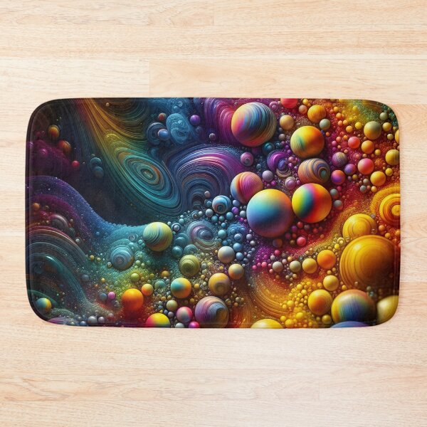 Item preview, Rainbow-colored abstract bubbles on a dark background designed and sold by BlackCatspet1.