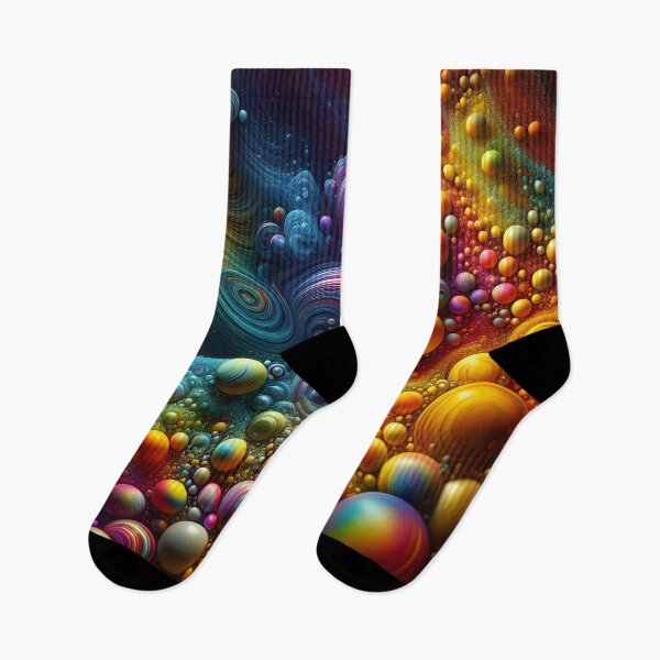 Item preview, Rainbow-colored abstract bubbles on a dark background designed and sold by BlackCatspet1.