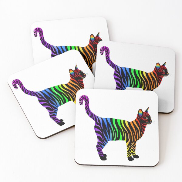 Item preview, Black and Rainbow Striped Pride Cat designed and sold by Deborah Camp.