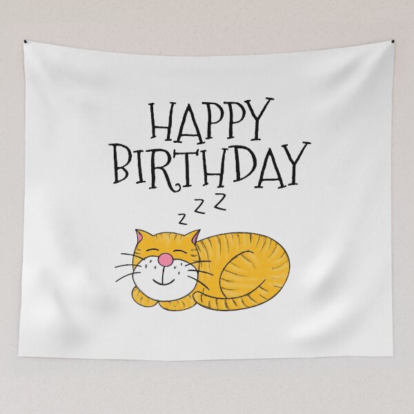Item preview, Sleeping Cat Happy Birthday Funny designed and sold by doodlerob.