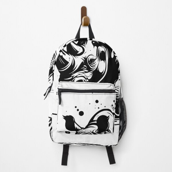 Item preview, Street Art Black and White Rhino designed and sold by InsanseCreation.