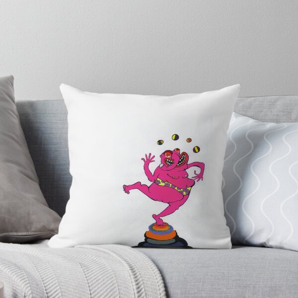 Item preview, Colorful humorous pencil drawing pink juggler monster  designed and sold by Carré Comme Orange.