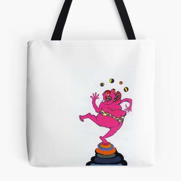 Item preview, Colorful humorous pencil drawing pink juggler monster  designed and sold by Carré Comme Orange.