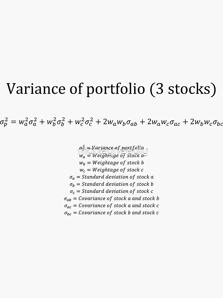 Variance Of A Portfolio With 3 Stocks With Description Sticker By Moneyneedly Redbubble 6555