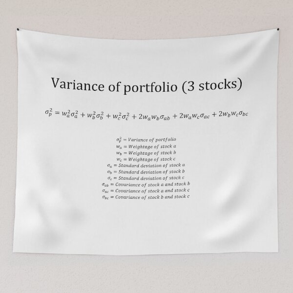 Item preview, Variance of a Portfolio with 3 Stocks (with description) designed and sold by moneyneedly.