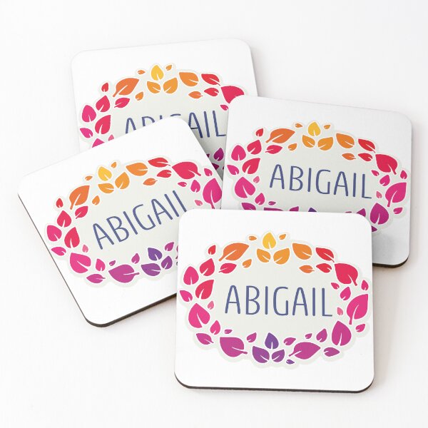 Item preview, Abigail name surrounded by colorful leaves designed and sold by 0ut0fSpace.
