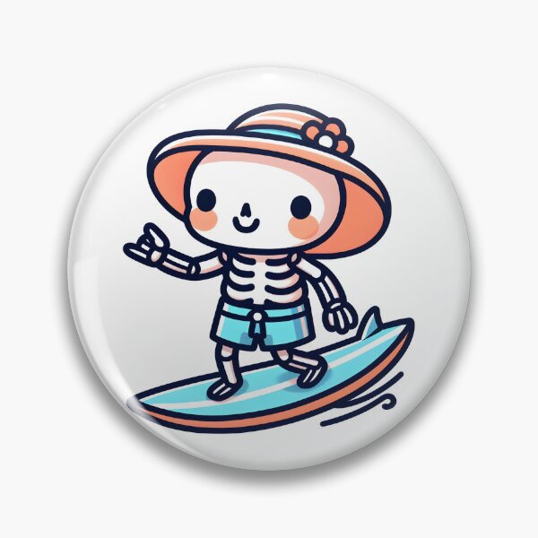 Item preview, Kawaii Whimsical Skeleton Surfing With Beach Shorts designed and sold by CanvasCutie.