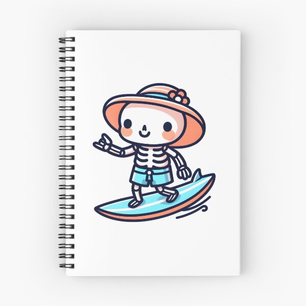 Item preview, Kawaii Whimsical Skeleton Surfing With Beach Shorts designed and sold by CanvasCutie.