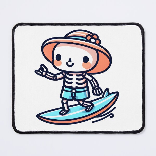 Item preview, Kawaii Whimsical Skeleton Surfing With Beach Shorts designed and sold by CanvasCutie.