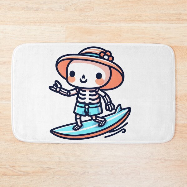Item preview, Kawaii Whimsical Skeleton Surfing With Beach Shorts designed and sold by CanvasCutie.