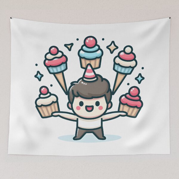 Item preview, Kawaii Juggler With Cute Cupcakes designed and sold by CanvasCutie.