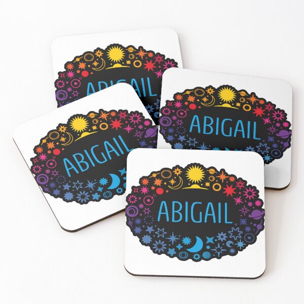 Item preview, Abigail name surrounded by colorful stars designed and sold by 0ut0fSpace.