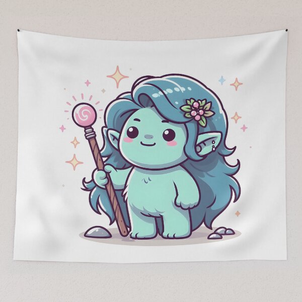 Item preview, Kawaii Enchanting Troll With Magic Wand designed and sold by CanvasCutie.
