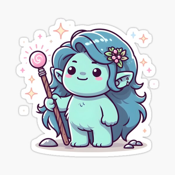 Item preview, Kawaii Enchanting Troll With Magic Wand designed and sold by CanvasCutie.