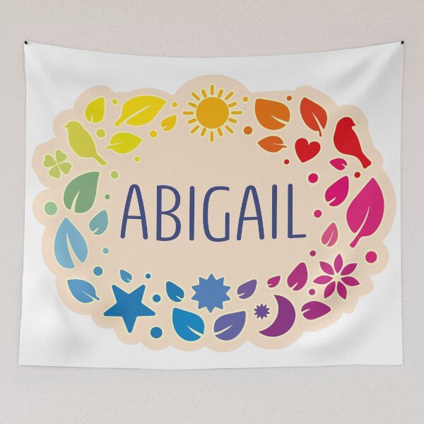 Item preview, Abigail name surrounded by colorful leaves designed and sold by 0ut0fSpace.