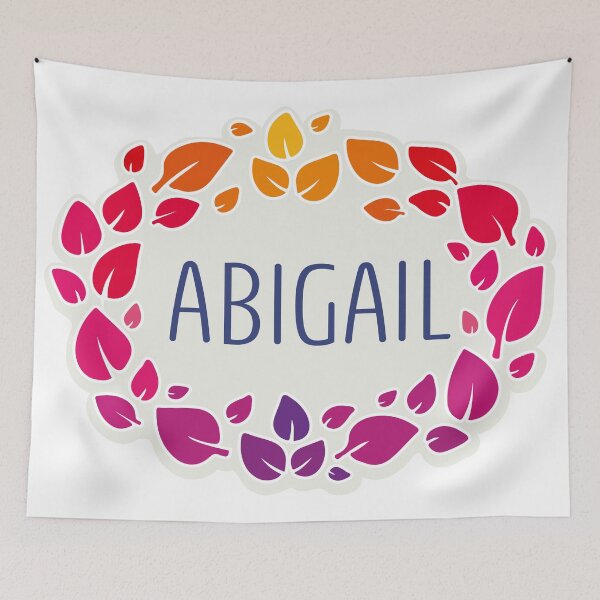Item preview, Abigail name surrounded by colorful leaves designed and sold by 0ut0fSpace.