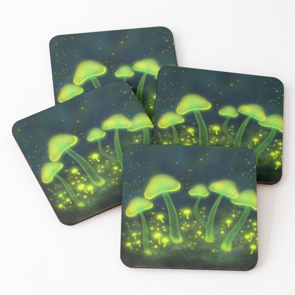 Item preview, Green Glowing Mushrooms designed and sold by LovingSolArt.