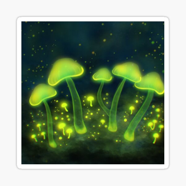 Item preview, Green Glowing Mushrooms designed and sold by LovingSolArt.