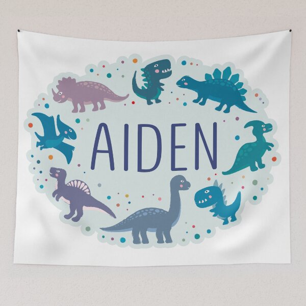 Item preview, Aiden name surrounded by dinosaurs designed and sold by 0ut0fSpace.